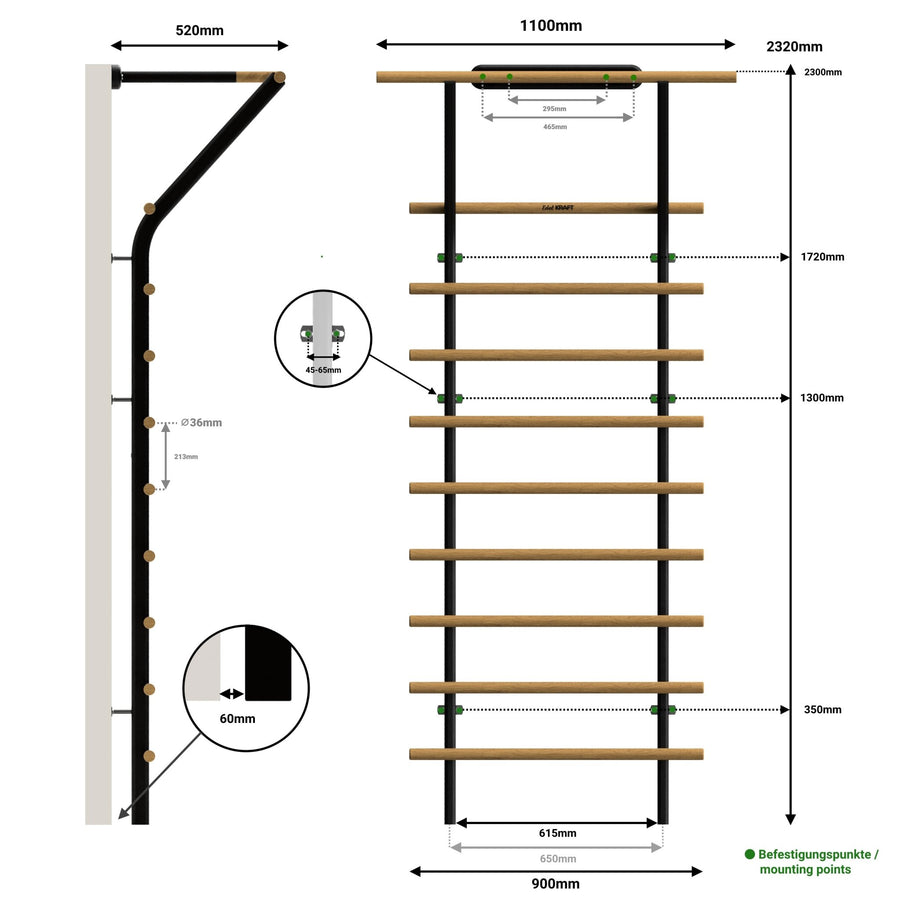 Premium Sprossenwand »Homegym Bundle« - EdelKRAFT
