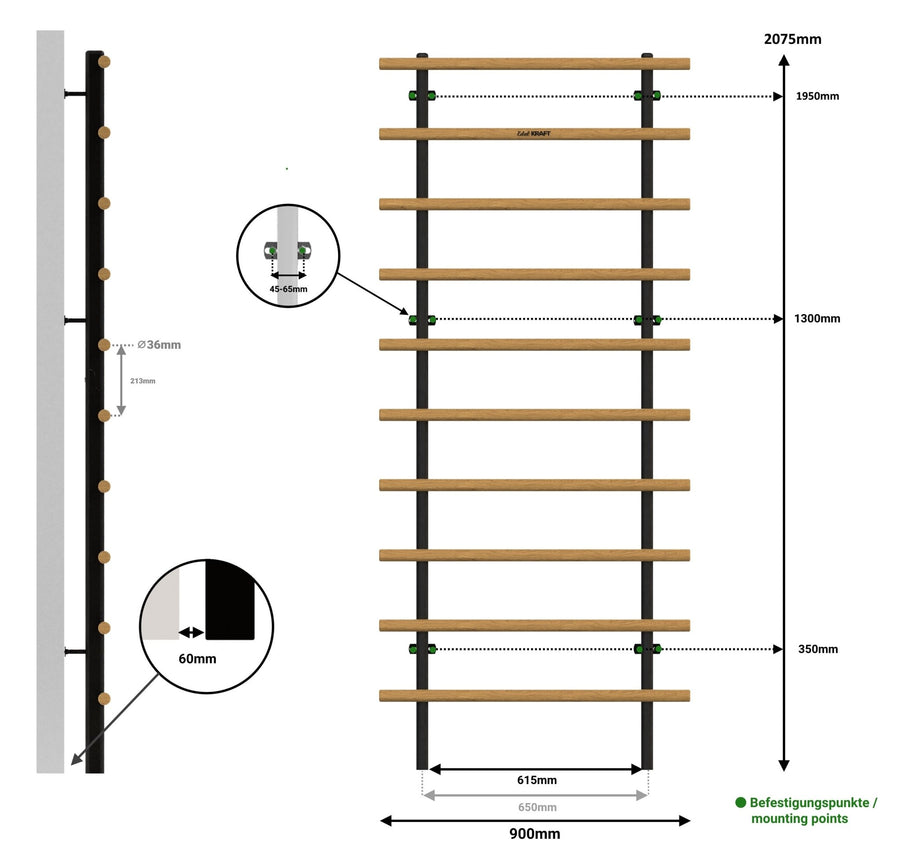 Premium Sprossenwand Kompakt »Office Bundle« - EdelKRAFT